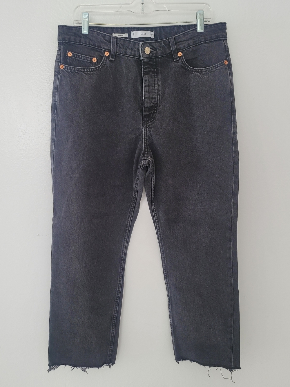 Mango Havana High-Rise Black Wash Straight Jeans Size 10 - Picture 4 of 14
